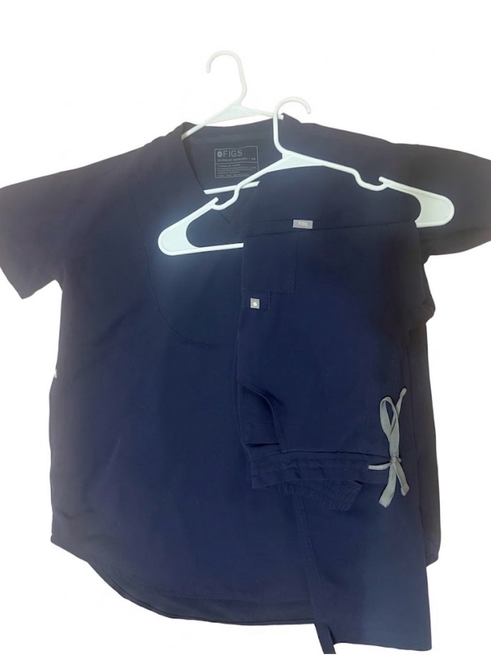 Figs Navy Sleeve Scrub Top and Pants